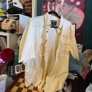 John Rich and Bros Woolrich Beige Button Up Shirt 2XL, Vintage Men's Fashion
